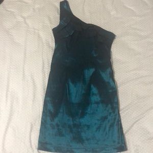 Teal One Shoulder Party Dress
